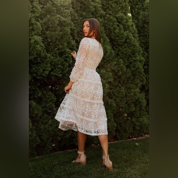 Ivy City Co Cream Floral Lace Dress XS - 0 - Picture 5 of 13